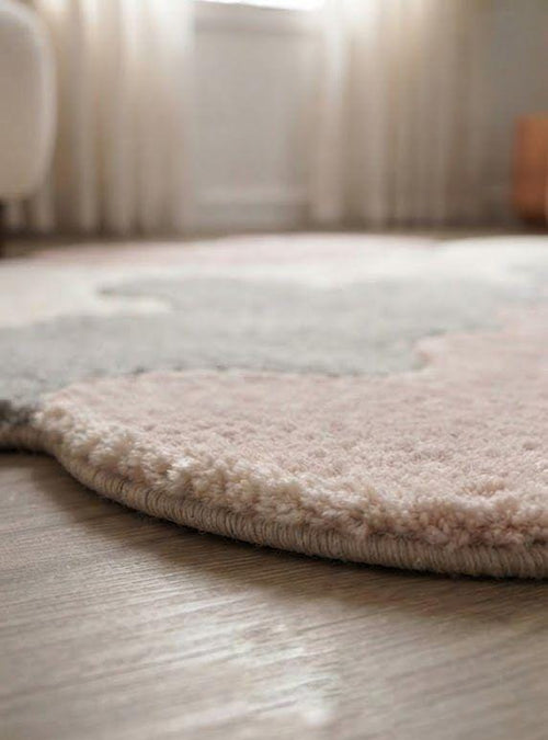 Abstract Cloud Rug, Pastel Organic Area Rug, Modern Statement Carpet, Irregular Shaped Custom Size Japandi Living Room Decor