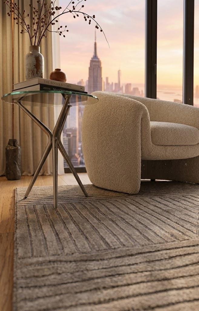 Modern Geometric Area Rug, Neutral Beige Taupe Textured Rug, Contemporary Living Room Carpet