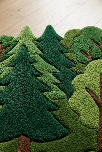 Organic Abstract Moss Wool Rug, Irregular Green Biophilic Carpet, Scandinavian Decor – view 6