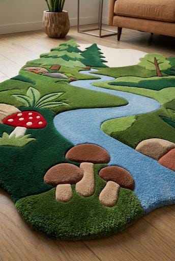 Organic Abstract Moss Wool Rug, Irregular Green Biophilic Carpet, Scandinavian Decor – view 7