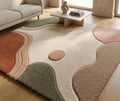 Hand Tufted Wool Area Rug, Modern Abstract Geometric Design, Neutral Living Room Carpet – view 1