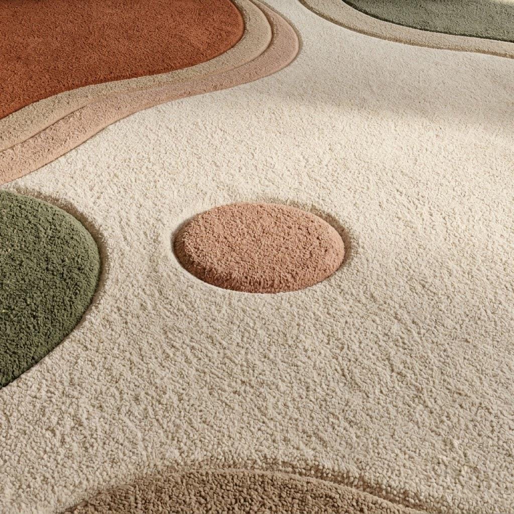 Hand Tufted Wool Area Rug, Modern Abstract Geometric Design, Neutral Living Room Carpet – view 7