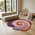 Hand-Tufted Spiral Cutout Rug, Plum Purple Lavender Swirl Carpet – view 1