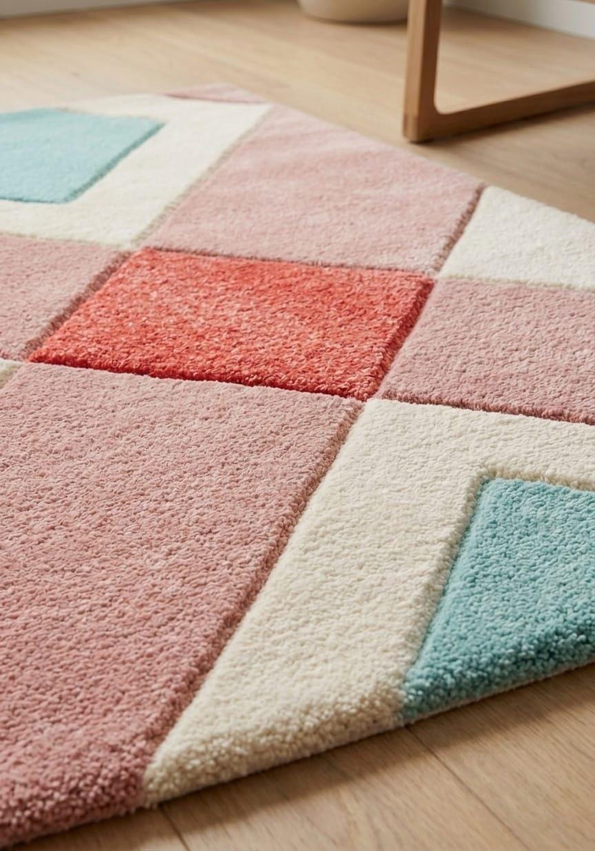 Hand Tufted Geometric Wool Rug, Modern Abstract Carpet, Custom Size – view 2