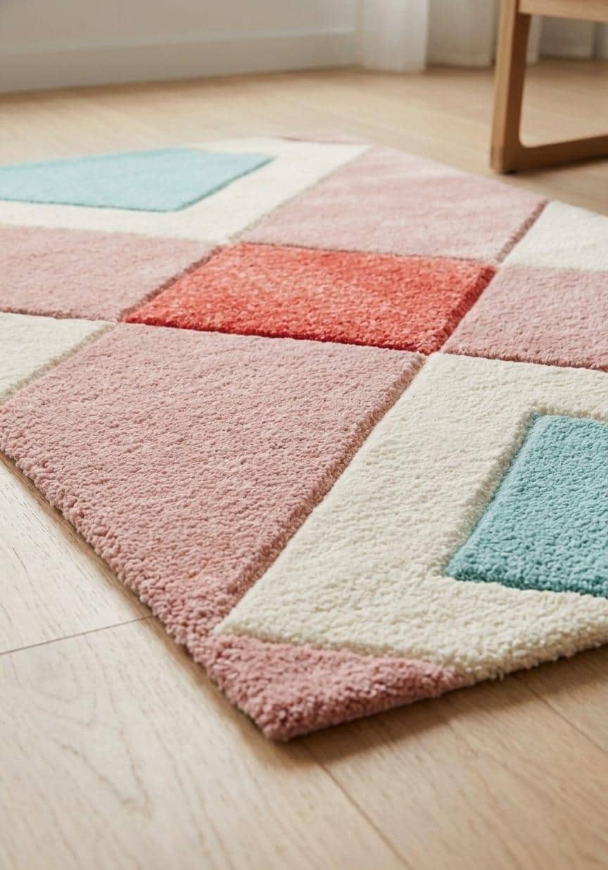 Hand Tufted Geometric Wool Rug, Modern Abstract Carpet, Custom Size – view 4