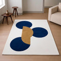 Hand Tufted Wool Rug, Abstract Modern Area Rug, Navy Blue Mustard Gold, Contemporary Carpet – view 1