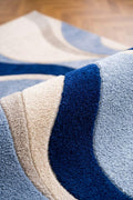 Hand Tufted Wool Rug – Retro Wave, Mid Century Modern Scandinavian Japandi Decor – view 1