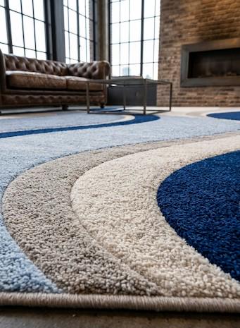 Hand Tufted Wool Rug – Retro Wave, Mid Century Modern Scandinavian Japandi Decor – view 2