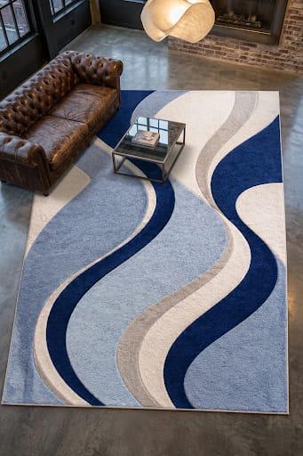 Hand Tufted Wool Rug – Retro Wave, Mid Century Modern Scandinavian Japandi Decor – view 3