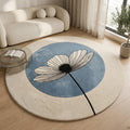 Hand Tufted Wool Daisy Round Rug, Modern Botanical Floral Carpet – view 1