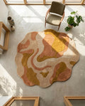Earthy Sandstone Hand Tufted Wool Rug, Abstract Organic Area Carpet, Irregular Living Room Decor – view 1