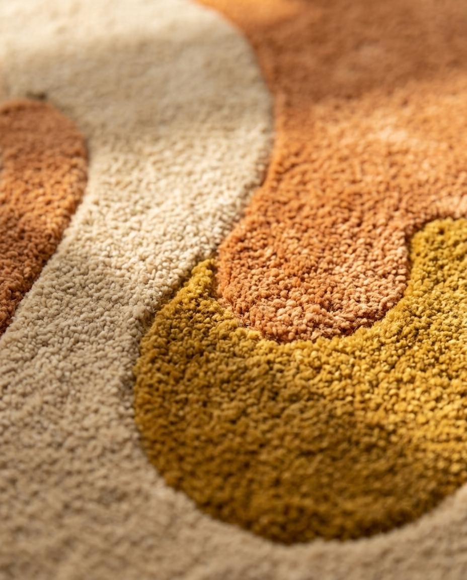Earthy Sandstone Hand Tufted Wool Rug, Abstract Organic Area Carpet, Irregular Living Room Decor – view 3
