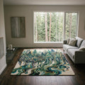 Woodland Stream Hand Tufted Wool Area Rug, Evergreen Forest Nature Carpet – main view