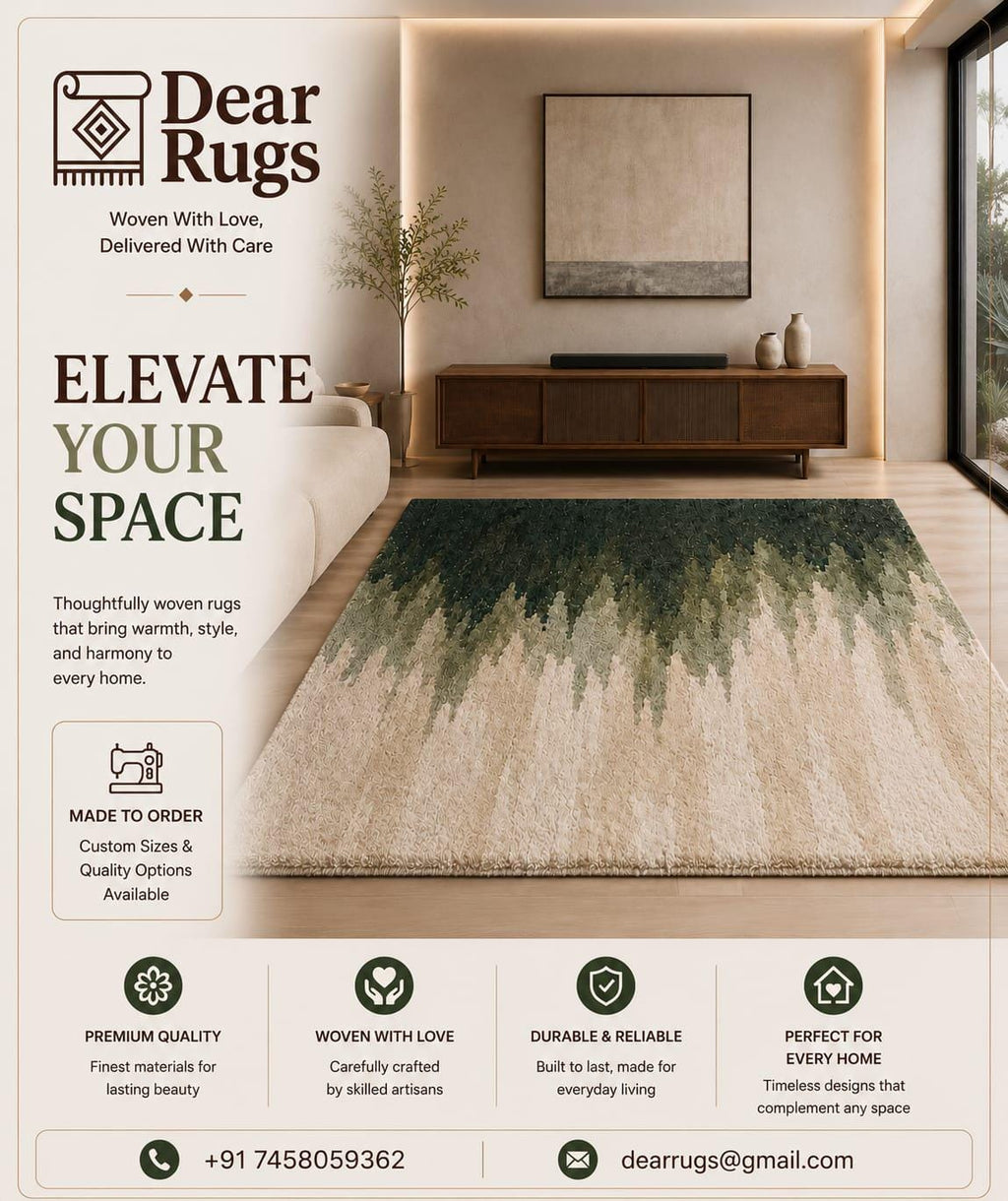 Hand Tufted Wool Area Rug, Forest Canopy Abstract Carpet, Nature Decor – view 4