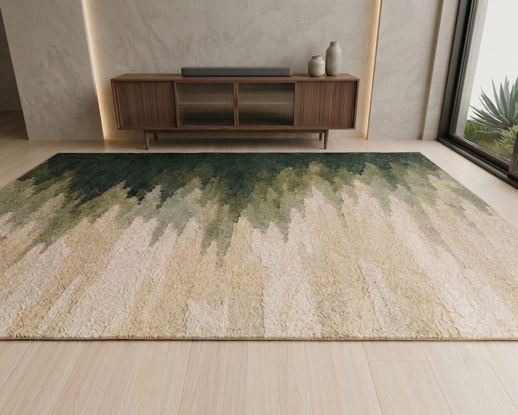 Hand Tufted Wool Area Rug, Forest Canopy Abstract Carpet, Nature Decor – view 5