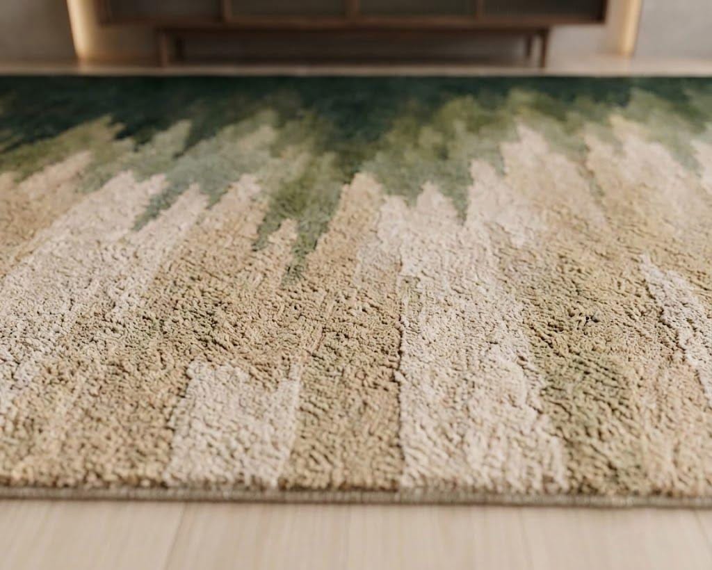 Hand Tufted Wool Area Rug, Forest Canopy Abstract Carpet, Nature Decor – view 6