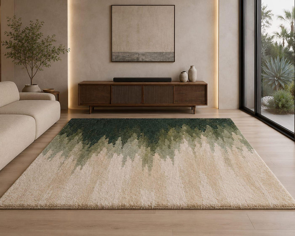 Hand Tufted Wool Area Rug, Forest Canopy Abstract Carpet, Nature Decor – view 7