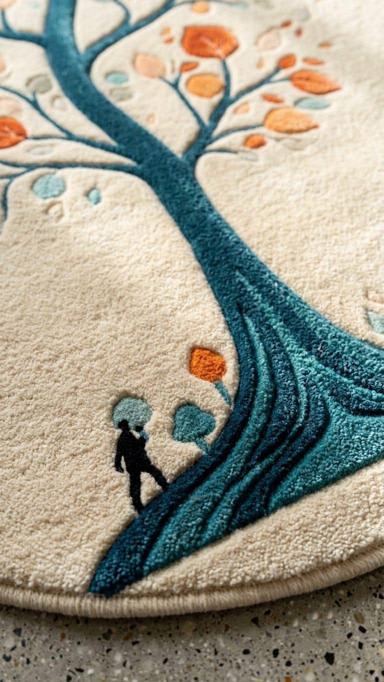 Hand Tufted Wool Area Rug, Tree of Life Botanical Design, Oval Shape Carpet – view 6