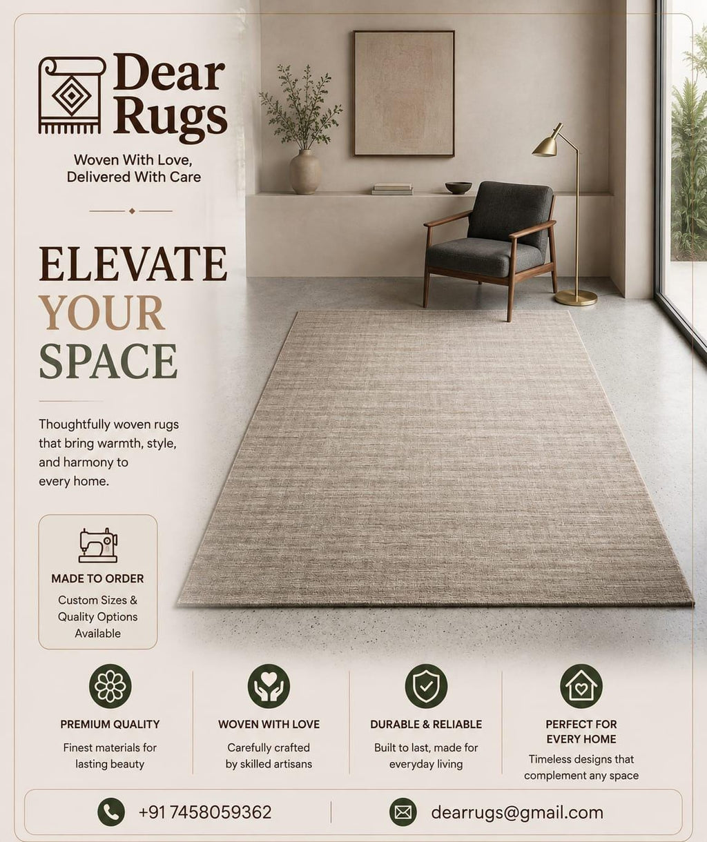 Hand woven Wool Area Rug, Beige Textured Mat, Scandinavian Japandi Carpet – view 2