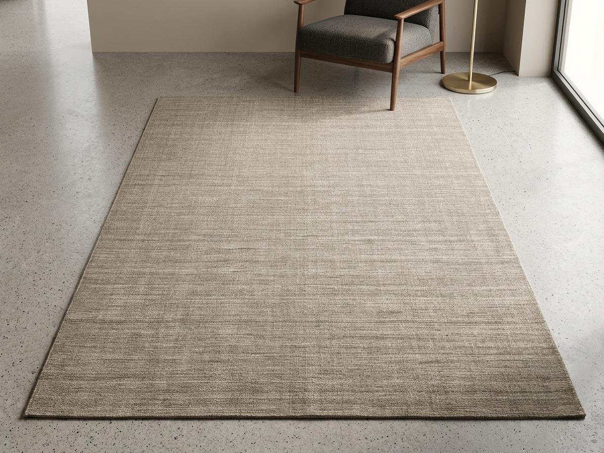 Hand woven Wool Area Rug, Beige Textured Mat, Scandinavian Japandi Carpet – view 4