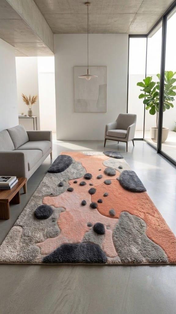 Hand Tufted Wool Rug | Organic Pebble Abstract Design, Plush Living Room Carpet – main view