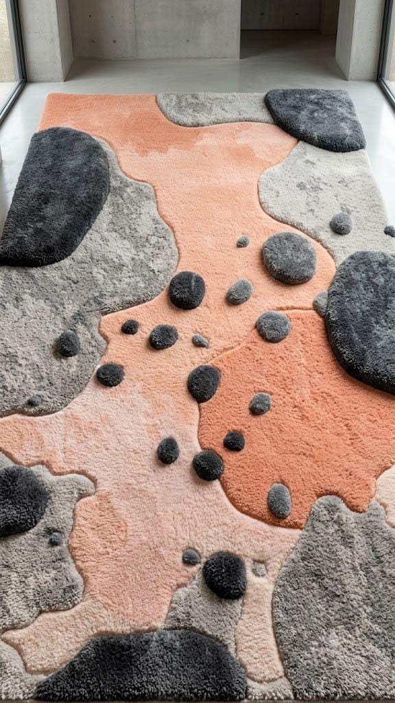 Hand Tufted Wool Rug | Organic Pebble Abstract Design, Plush Living Room Carpet – view 3