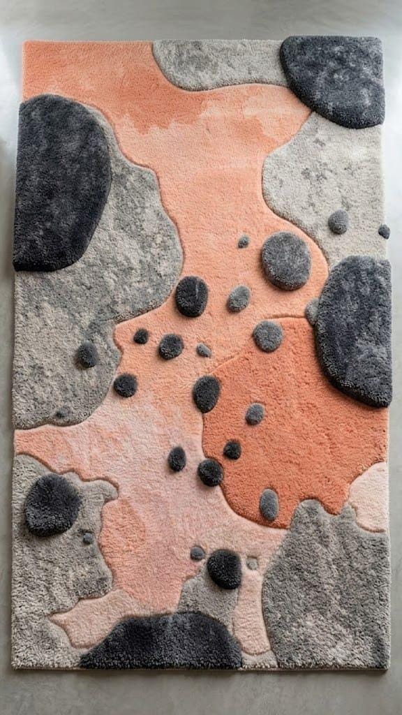 Hand Tufted Wool Rug | Organic Pebble Abstract Design, Plush Living Room Carpet – view 4