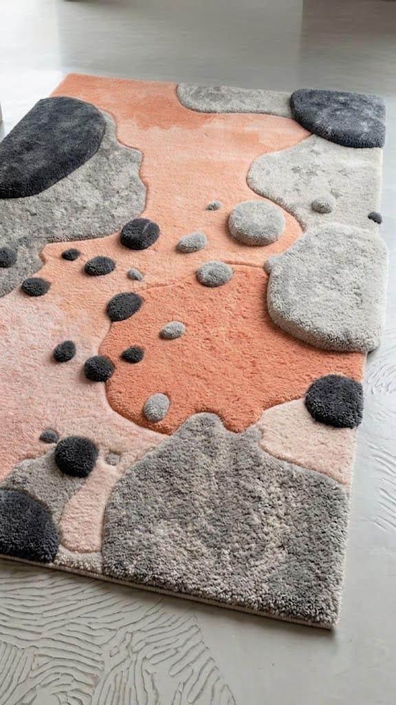 Hand Tufted Wool Rug | Organic Pebble Abstract Design, Plush Living Room Carpet – view 5