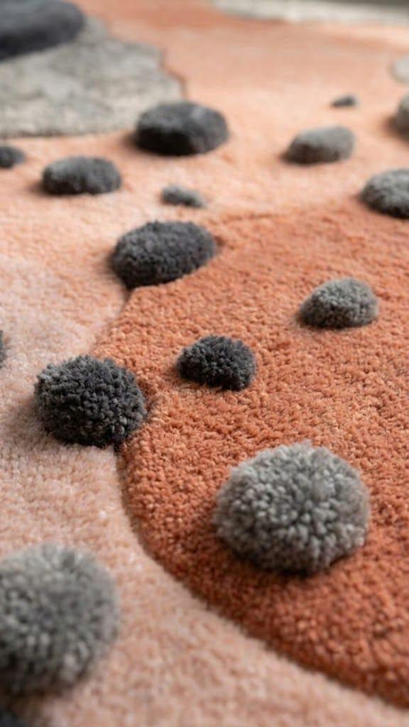 Hand Tufted Wool Rug | Organic Pebble Abstract Design, Plush Living Room Carpet – view 6