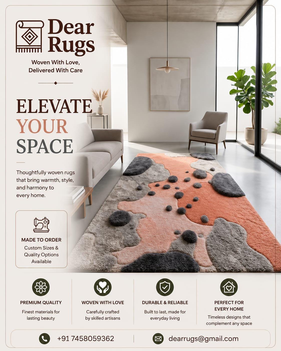 Hand Tufted Wool Rug | Organic Pebble Abstract Design, Plush Living Room Carpet – view 8