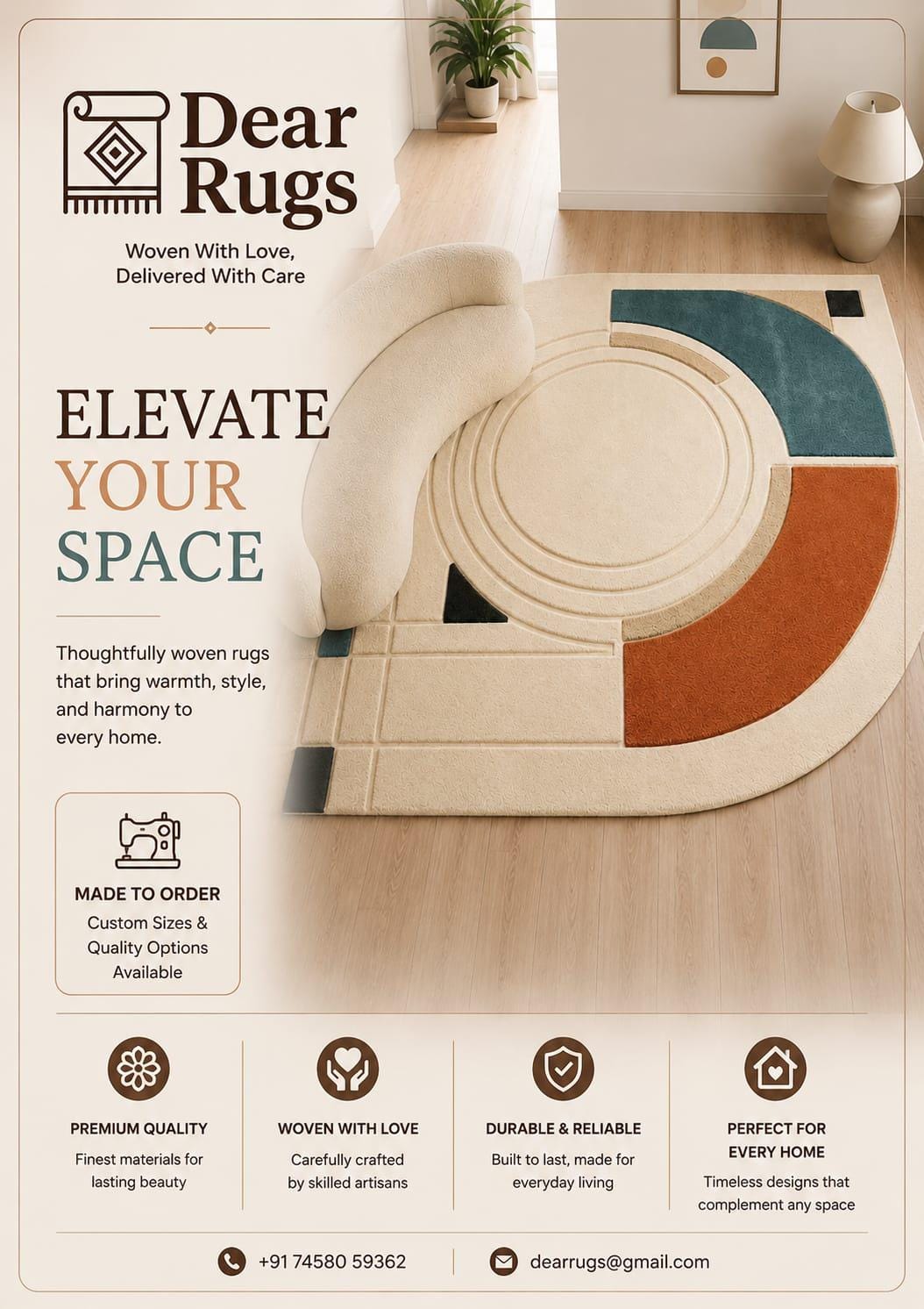 Hand-Tufted Wool Bauhaus Area Rug, Geometric Mid Century Modern Carpet – view 2