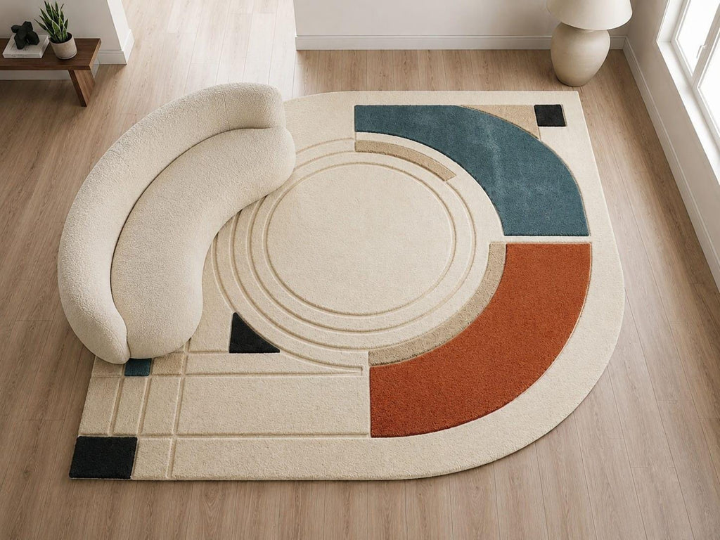 Hand-Tufted Wool Bauhaus Area Rug, Geometric Mid Century Modern Carpet – view 3