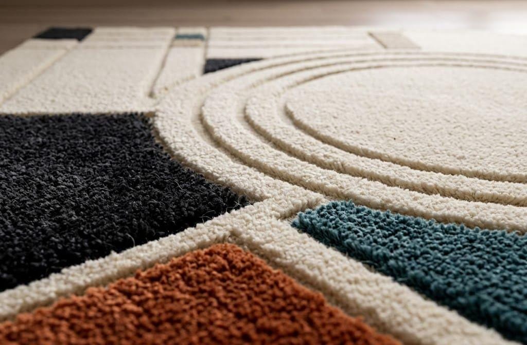Hand-Tufted Wool Bauhaus Area Rug, Geometric Mid Century Modern Carpet – view 4
