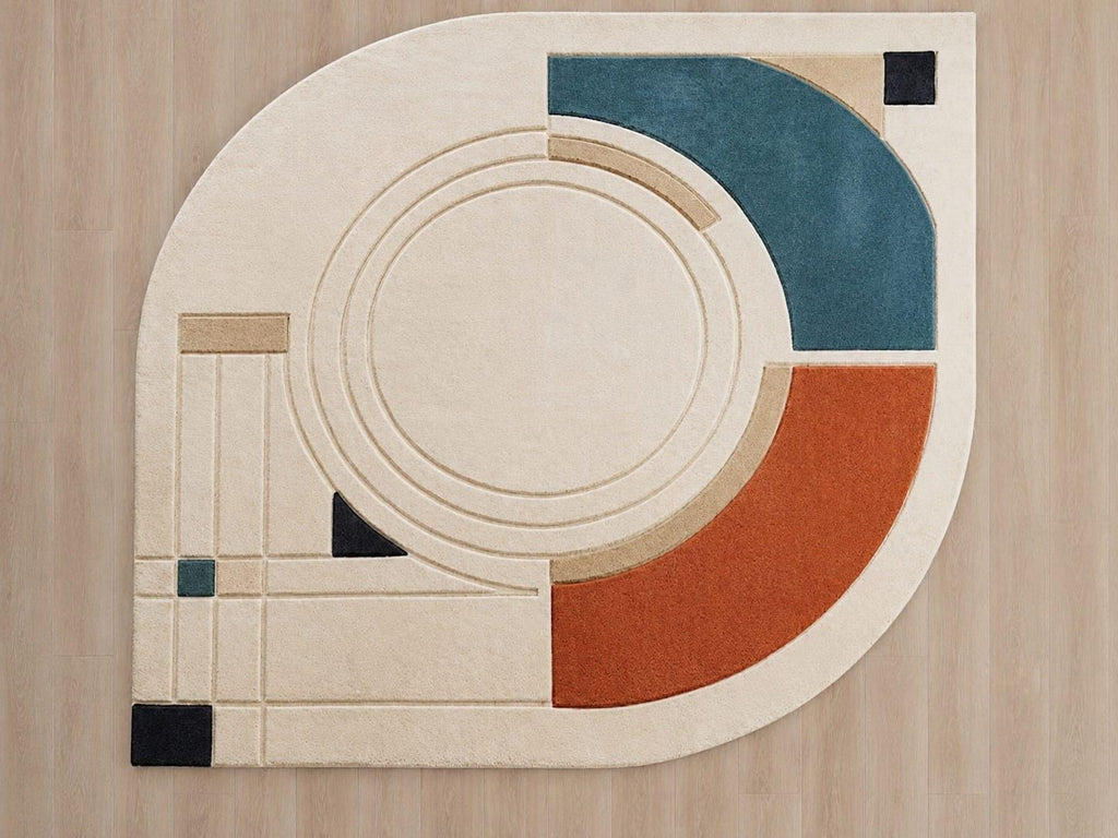 Hand-Tufted Wool Bauhaus Area Rug, Geometric Mid Century Modern Carpet – view 6
