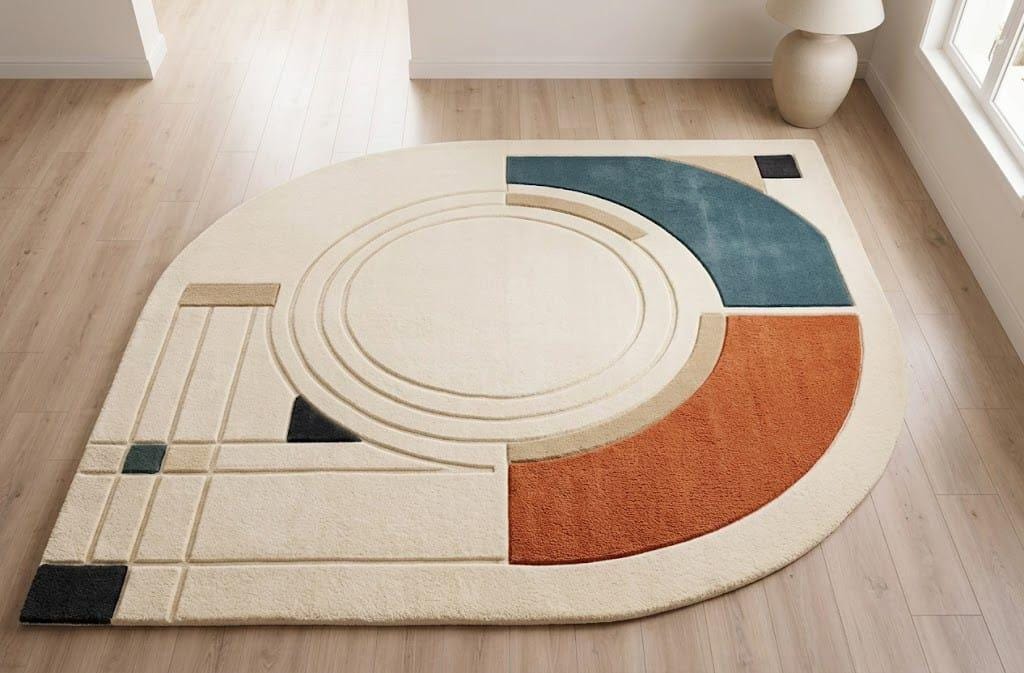 Hand-Tufted Wool Bauhaus Area Rug, Geometric Mid Century Modern Carpet – view 7