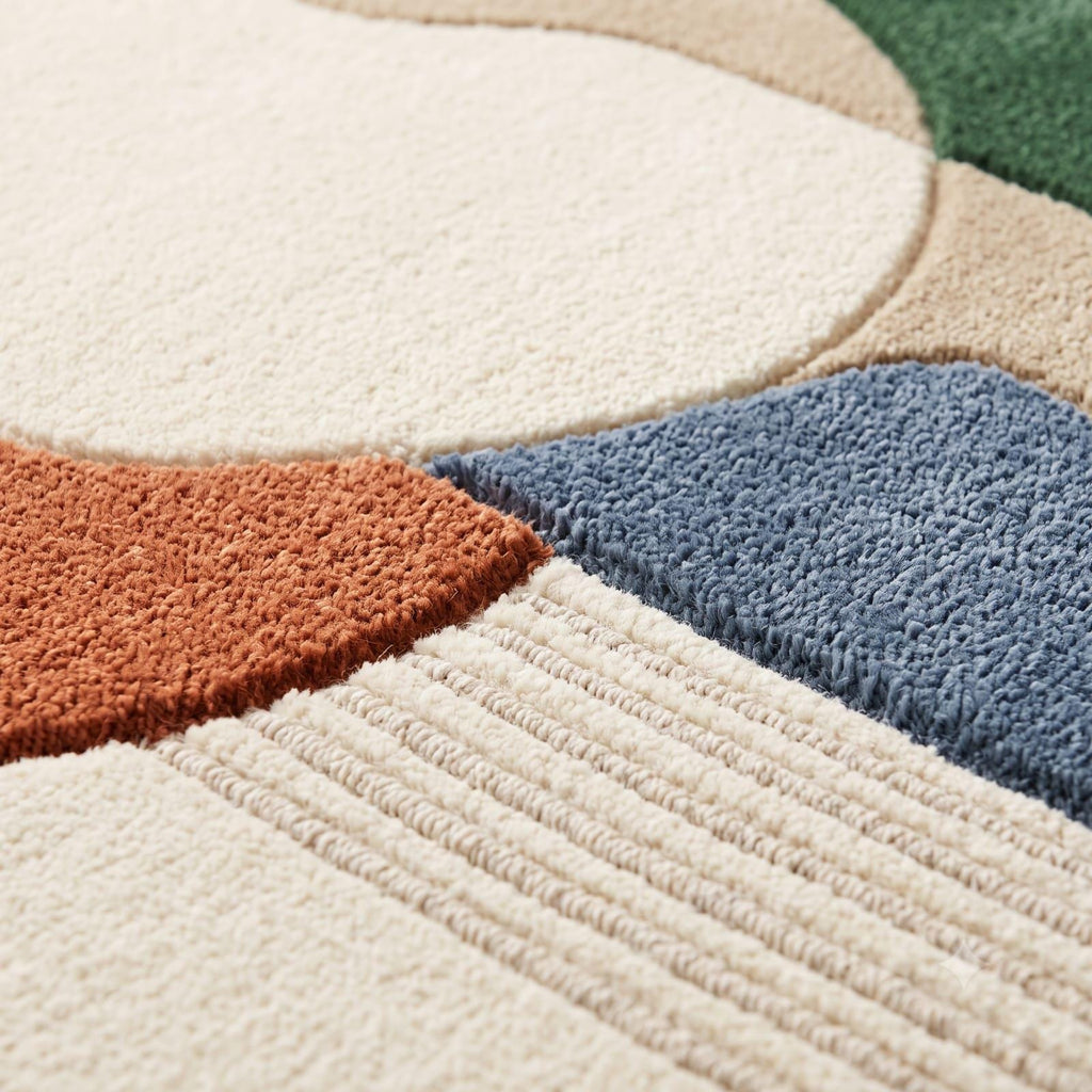 Abstract Geometric Hand-Tufted Wool Rug, Mid-Century Modern Scandinavian Area Mat – view 4