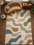 Hand Tufted Wool Rug: Modern Abstract Earth Tones, 8x10 Living Room Carpet – main view