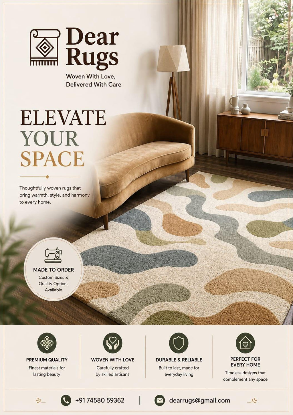Hand Tufted Wool Rug: Modern Abstract Earth Tones, 8x10 Living Room Carpet – view 2