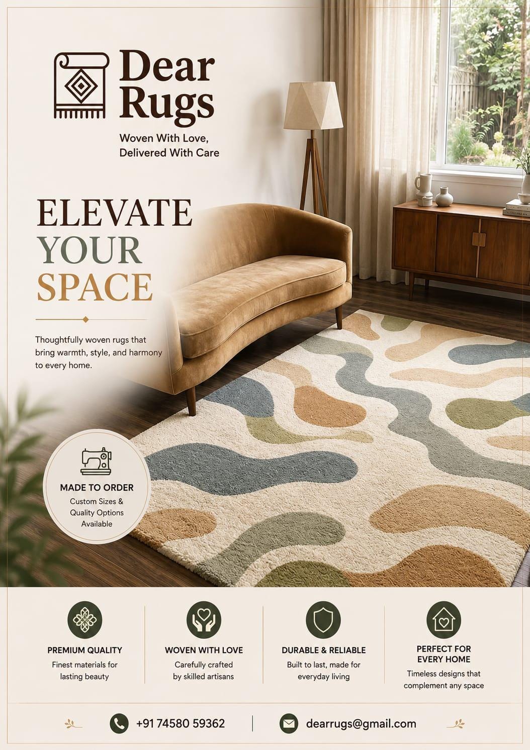 Hand Tufted Wool Rug: Modern Abstract Earth Tones, 8x10 Living Room Carpet – view 2
