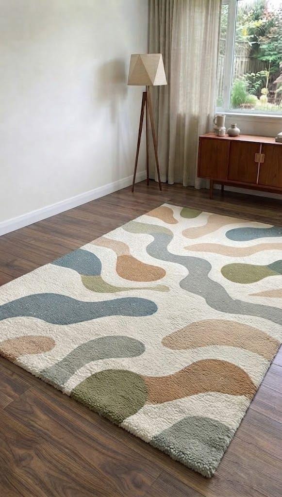 Hand Tufted Wool Rug: Modern Abstract Earth Tones, 8x10 Living Room Carpet – view 5