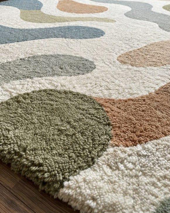 Hand Tufted Wool Rug: Modern Abstract Earth Tones, 8x10 Living Room Carpet – view 6