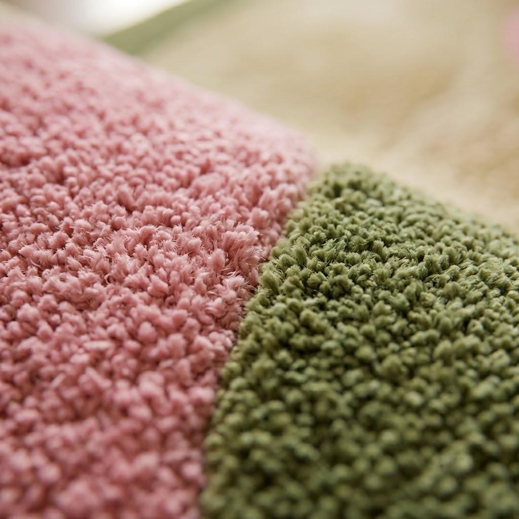 Pastel Wavy Wool Rug, Sage Green Pink Hand Tufted Carpet, Modern Abstract Floor Rug – view 4