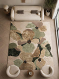 Hand-Tufted Wool Area Rug – Organic Abstract Floral Botanical Design, Earthy Tones – main view
