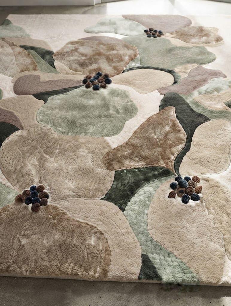 Hand-Tufted Wool Area Rug – Organic Abstract Floral Botanical Design, Earthy Tones – view 2