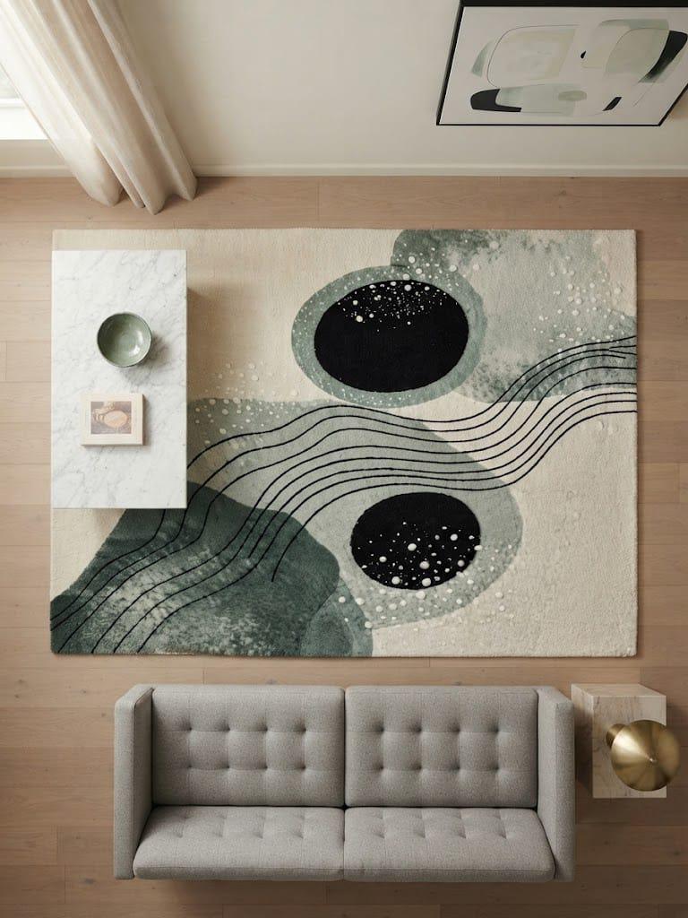 Hand-Tufted Wool Area Rug: Modern Abstract Celestial Scandinavian Design – view 5