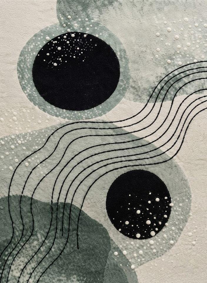 Hand-Tufted Wool Area Rug: Modern Abstract Celestial Scandinavian Design – view 6