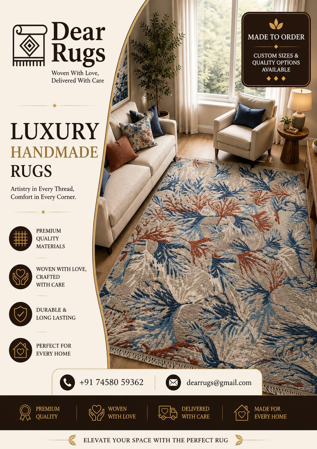 Hand Tufted Wool Area Rug, Botanical Leaf Pattern, Coastal Contemporary Home Décor – view 2