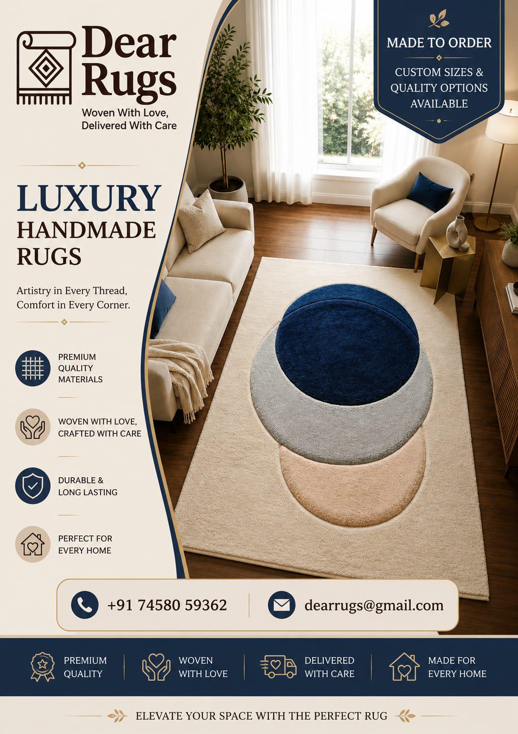 Hand Tufted Wool Area Rug, Abstract Geometric Circles, Modern Scandinavian Japandi Style – view 2