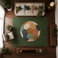 Hand-Tufted Wool Soccer Ball Rug: Green Field Nursery Carpet, Sports Theme Mat – main view